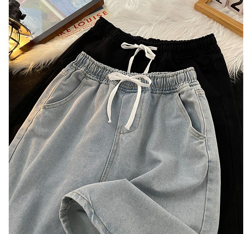 Whyessa - Gewassen denim shorts met trekkoordtaille