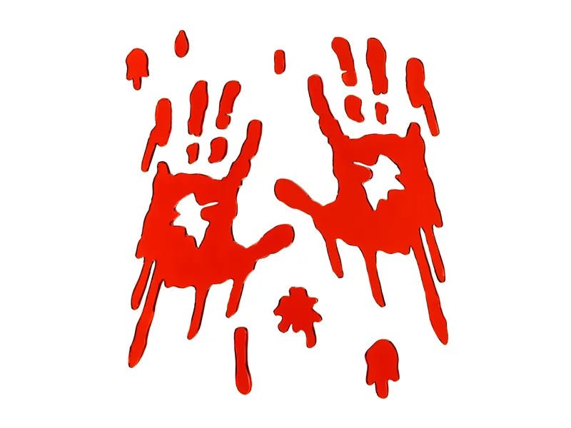 Halloween Raamsticker Rood Bloederige Handen 24,5cm