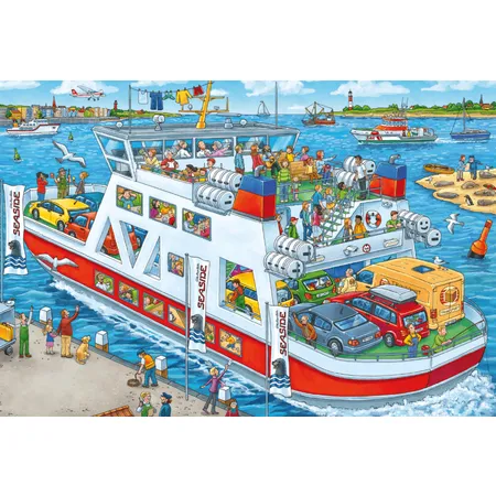 Schmidt Spiele KinderPuzzle - Wo ist das kleine Segelboot? 3x24 Teile KinderPuzzle -