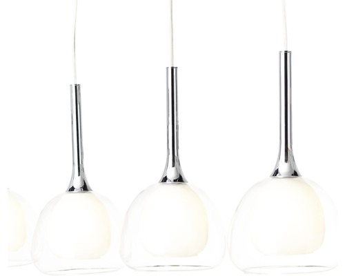 Hanglamp, 4-lichts, HxL 120x91 cm, chroom/helder/wit