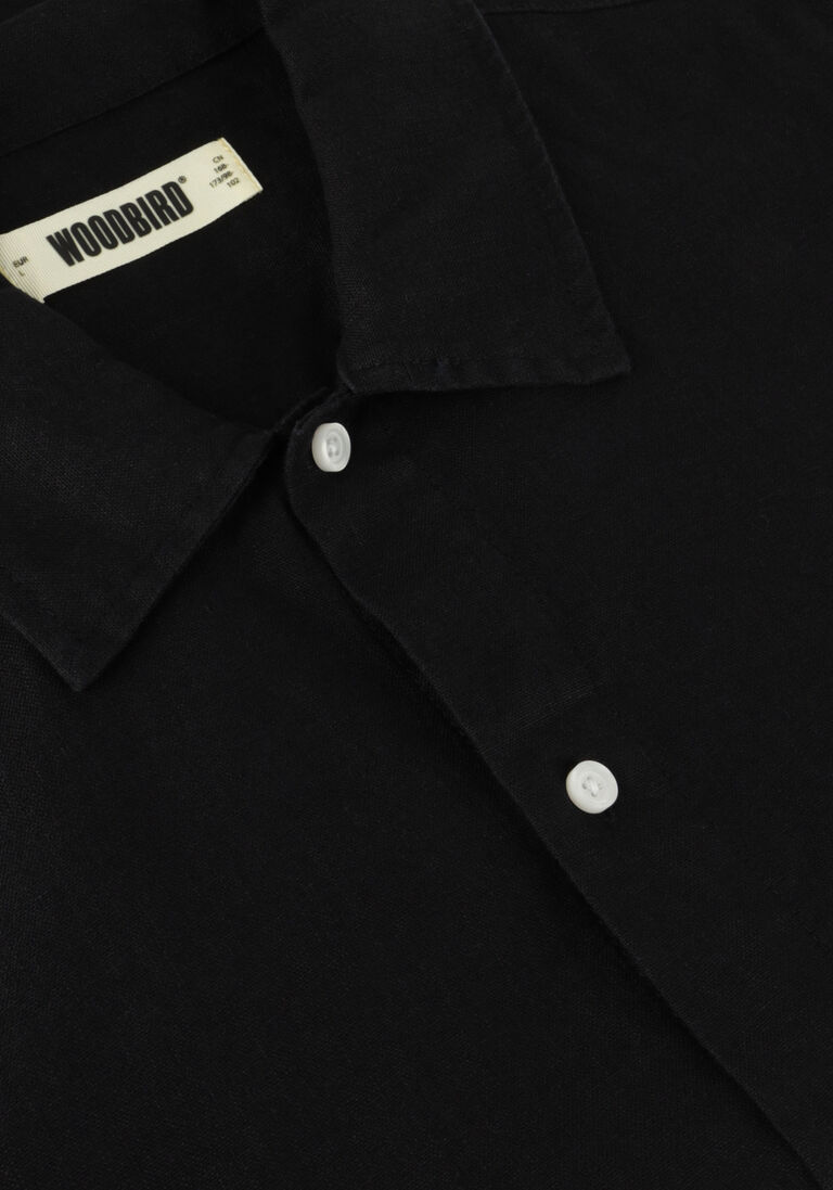 WOODBIRD zwarte woodbird casual overhemd wbbanks linen shirt