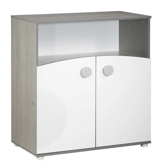 Louane commode 2 portes 1 niche   Blanc / Gris        de               Sauthon Baby's Sweet Home