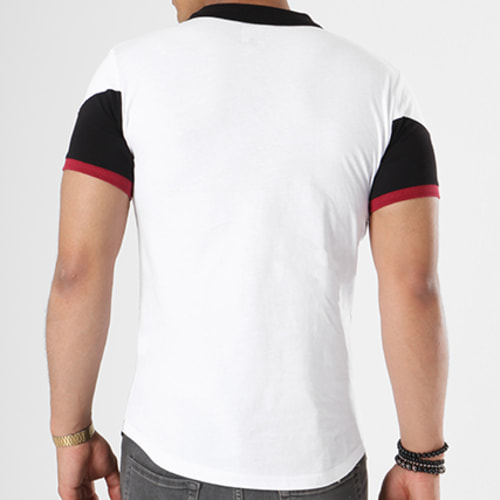 Polo Manches Courtes Tricolore Retro 427 Noir Blanc Bordeaux