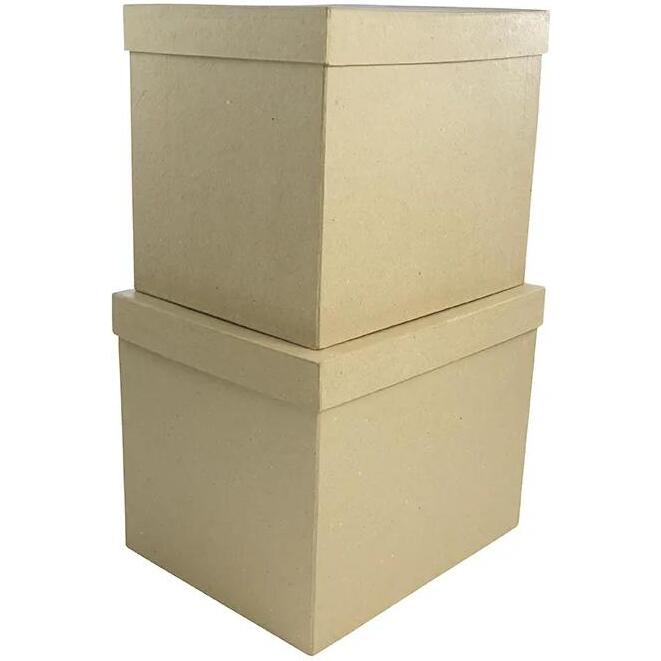 Lot de 2 boîtes rectangles 25x20x20/23,5x18,5x19,5cm - Kraft