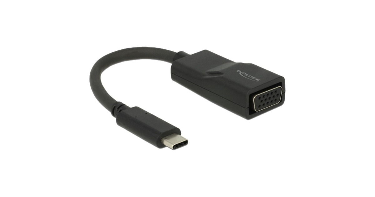DeLOCKUSB-C > VGA adapter  (Zwart, DP Alt Mode)