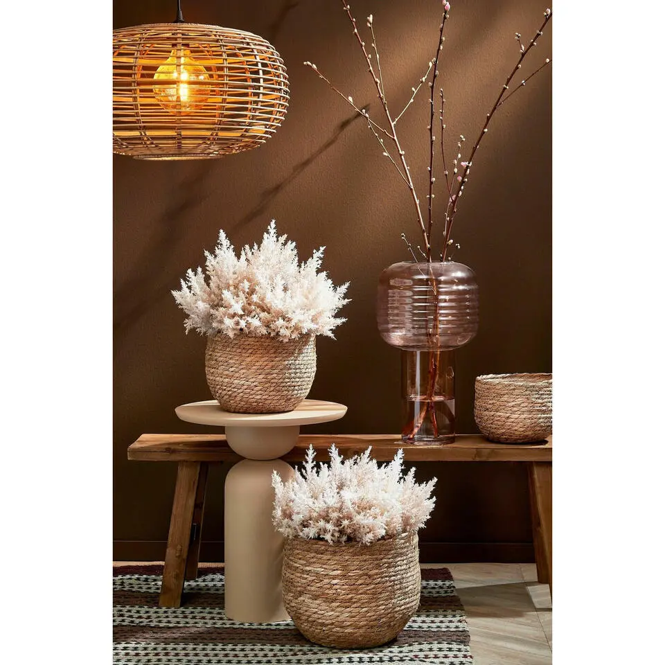 Mica Decorations Bloempot - rotan - naturel - jute - 24 x 26 cm