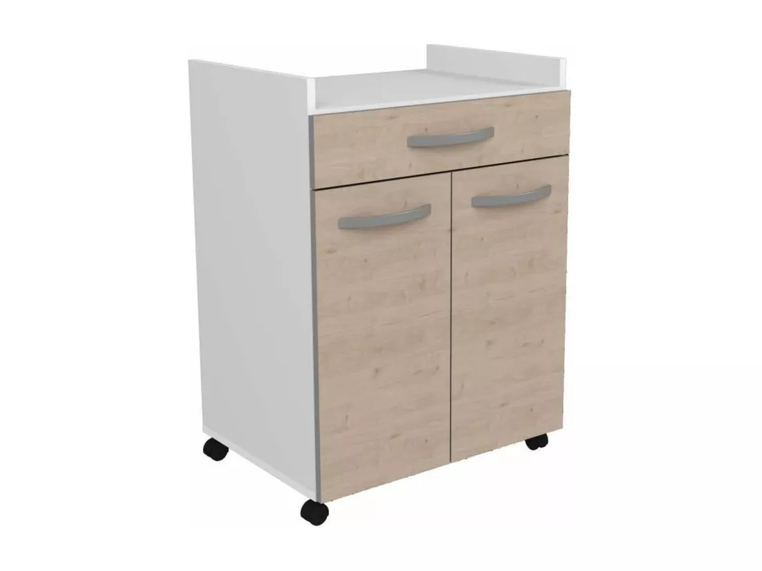 Desserte de 60 cm - 1 Tiroir et 1 Porte - 60 x 44 x 81 cm - Coloris Chêne