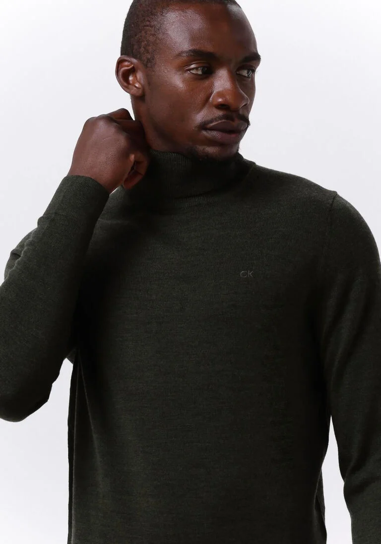 CALVIN KLEIN olijf calvin klein coltrui superior wool turtle neck