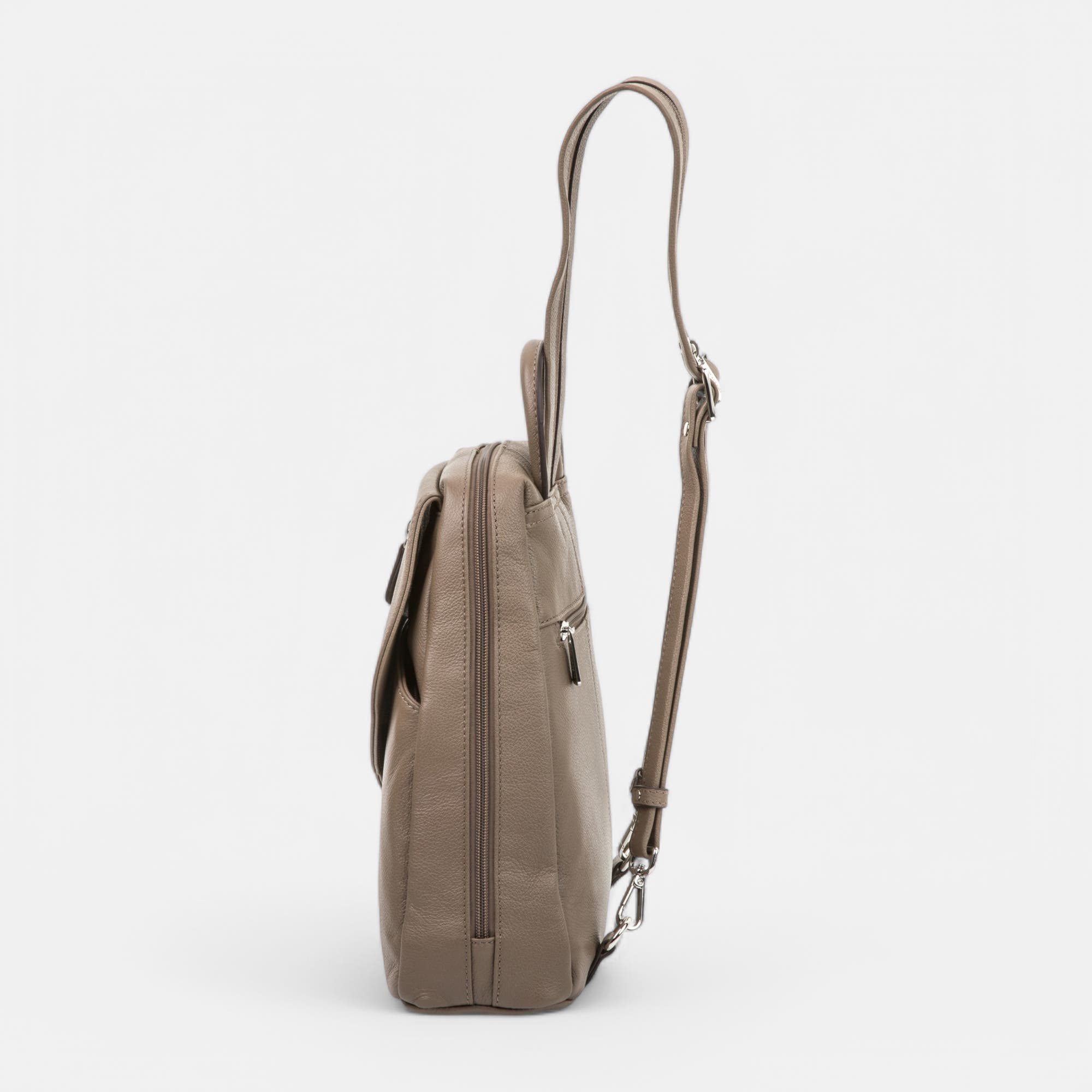 Sac à dos en cuir taupe