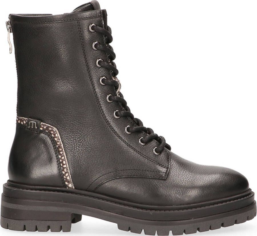 Maruti Bonnie Leather Zwart Leer Veterboots Dames