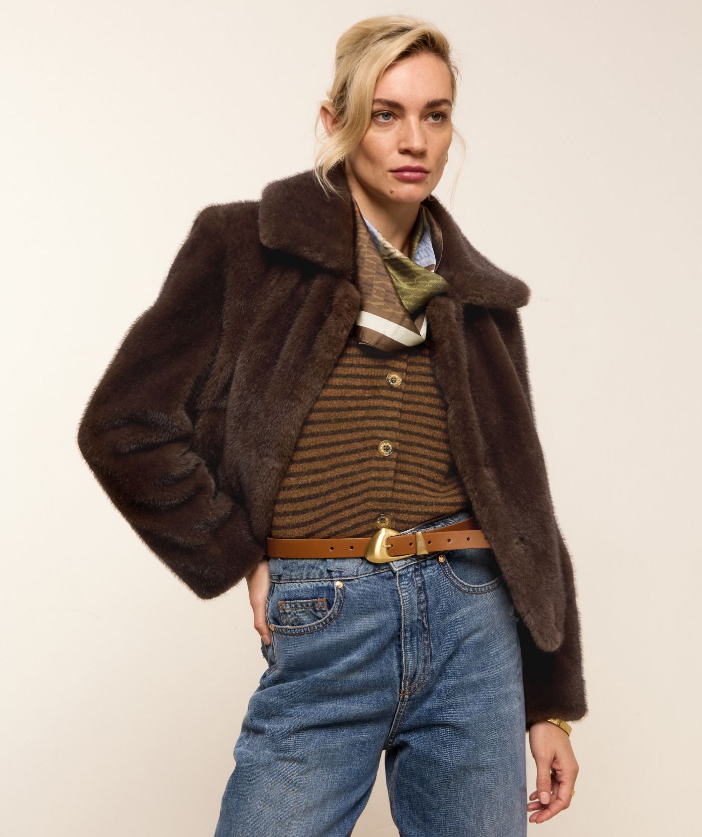 JV-LOVISA regular faux fur jas - soft brown