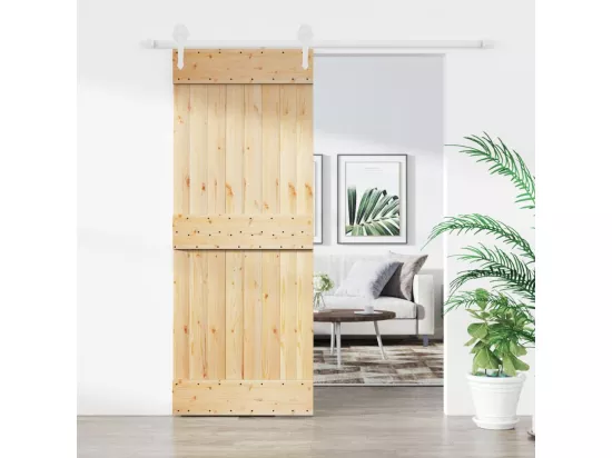Porte coulissante et kit de quincaillerie 80x210 cm pin massif