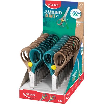 Maped Smiling Planet - Ciseaux Security 13 cm - 50% en fibre de bois - bouton de sécurité