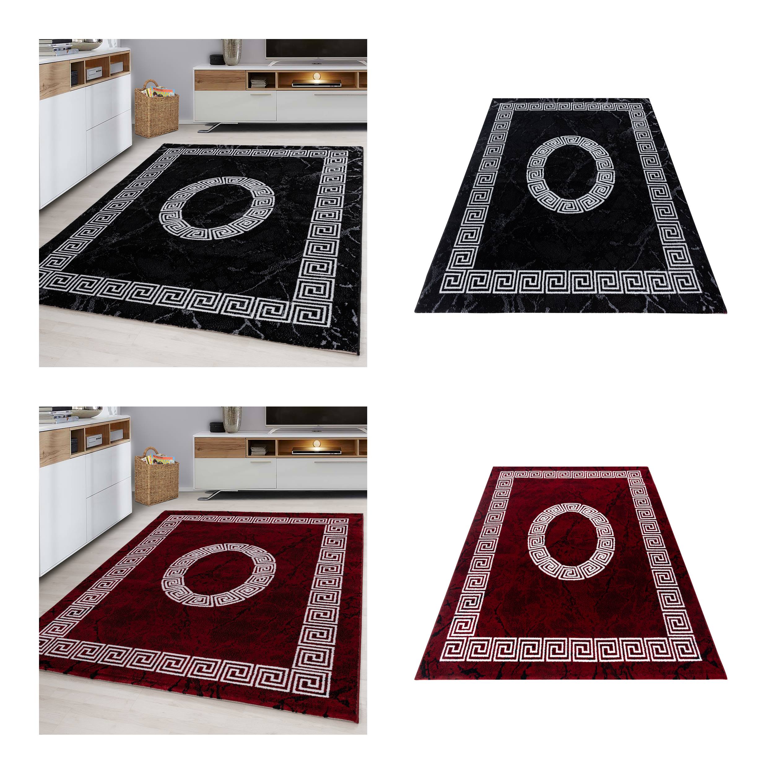 Stilvoller Designer Kurzflor Marmor Teppich, pflegeleicht Wohnzimmerteppich
