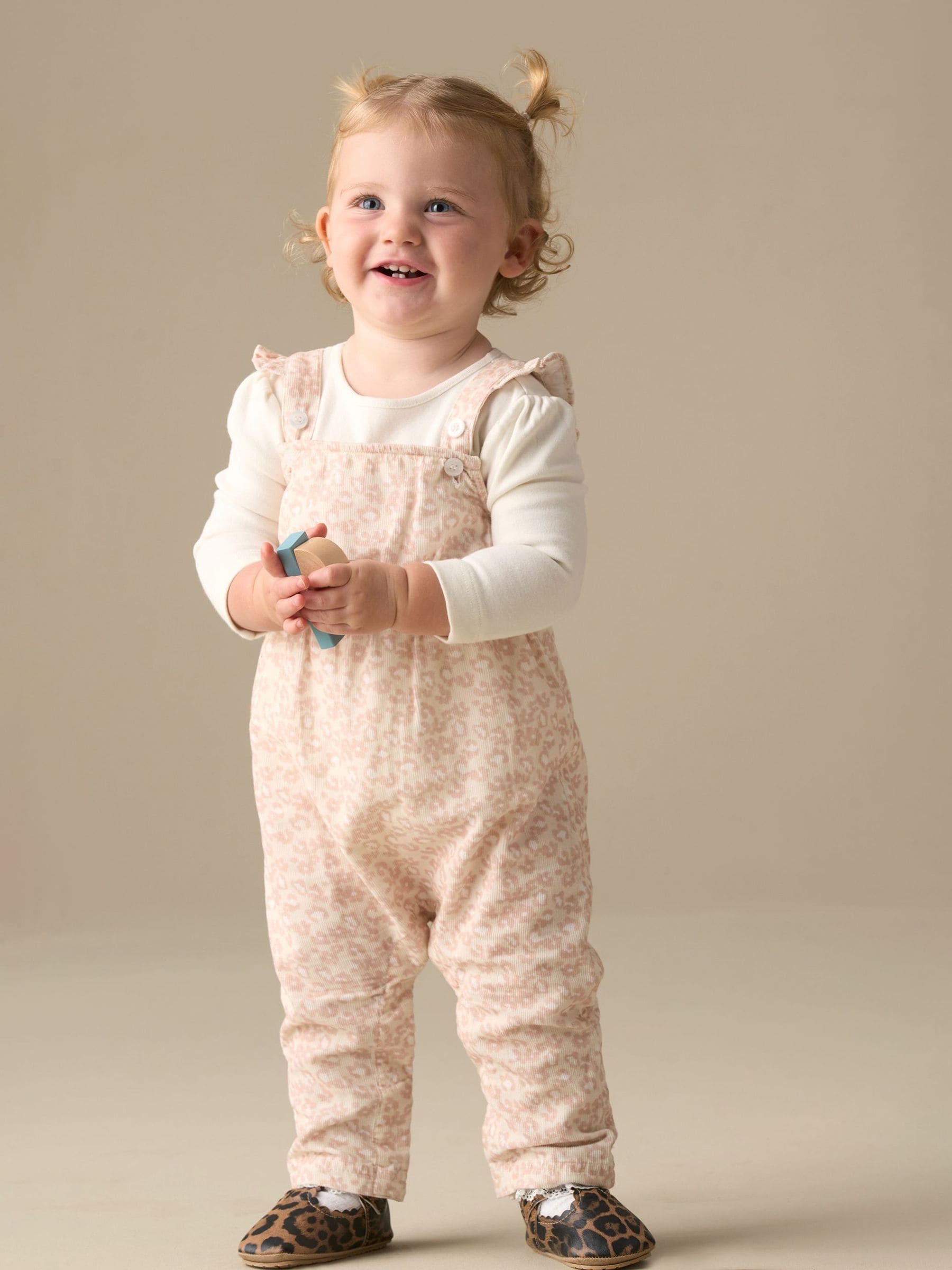 Angel & Rocket Nellie Animal Print Cord Dungaree & Bodysuit