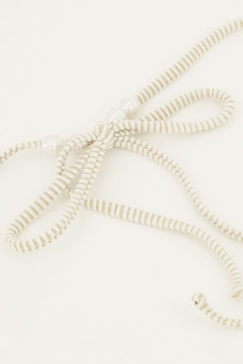 Goudkleurig-wit gestreepte bikini top triangel met parels