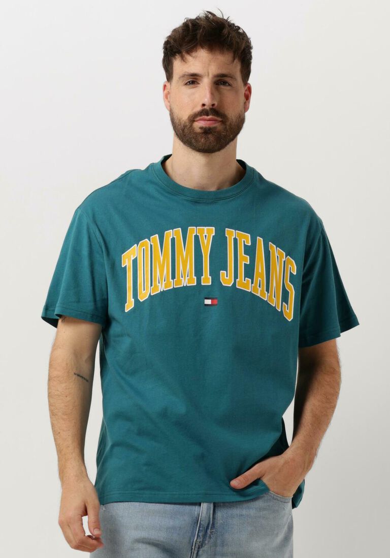 TOMMY JEANS groene tommy jeans t-shirt tjm reg popcolor varsity tee