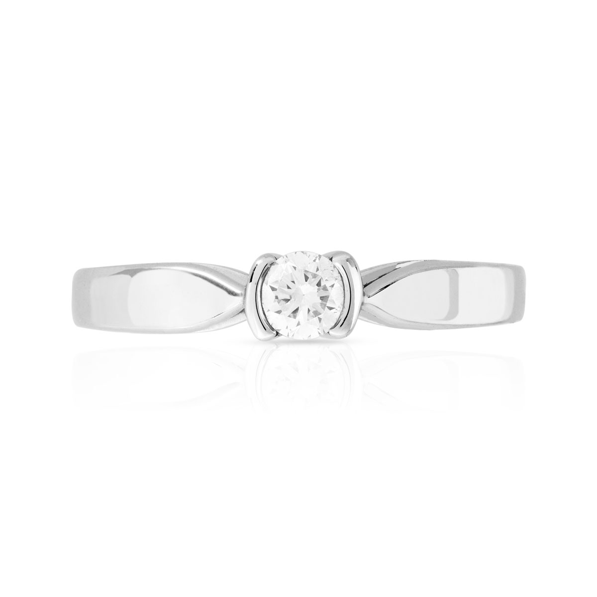Solitaire or blanc 750 diamant 0.15 carat H/P1