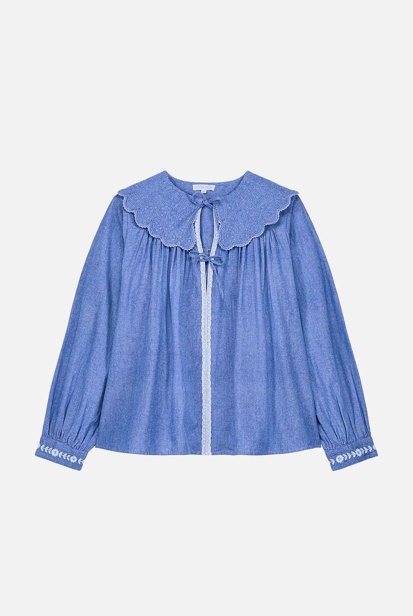 LOUISE MISHA<br>Blusa com gola Claudine, HYACIA
