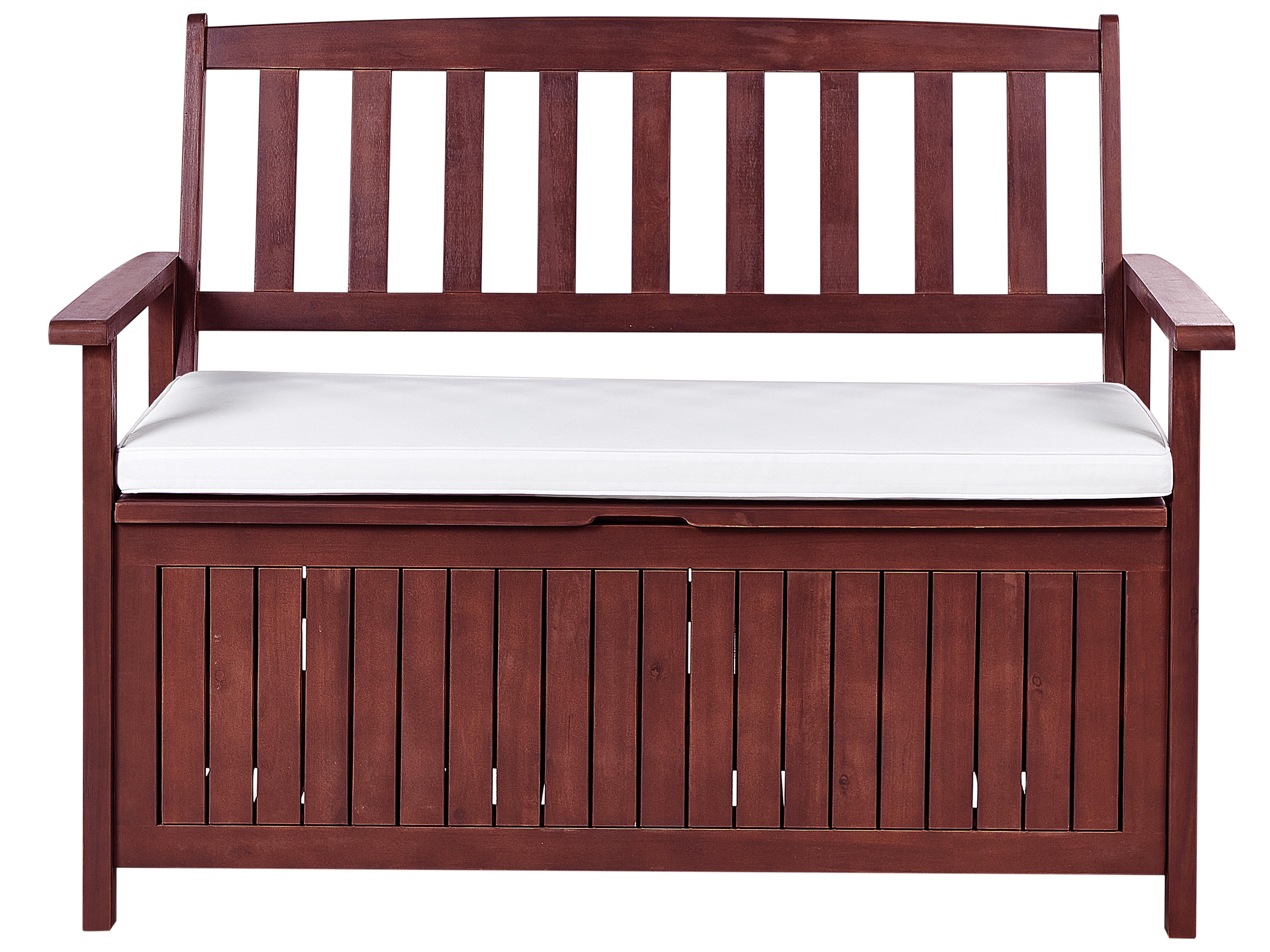 Tuinbank met zitkussen SOVANA 120 cm met opbergruimte Acaciahout Wit