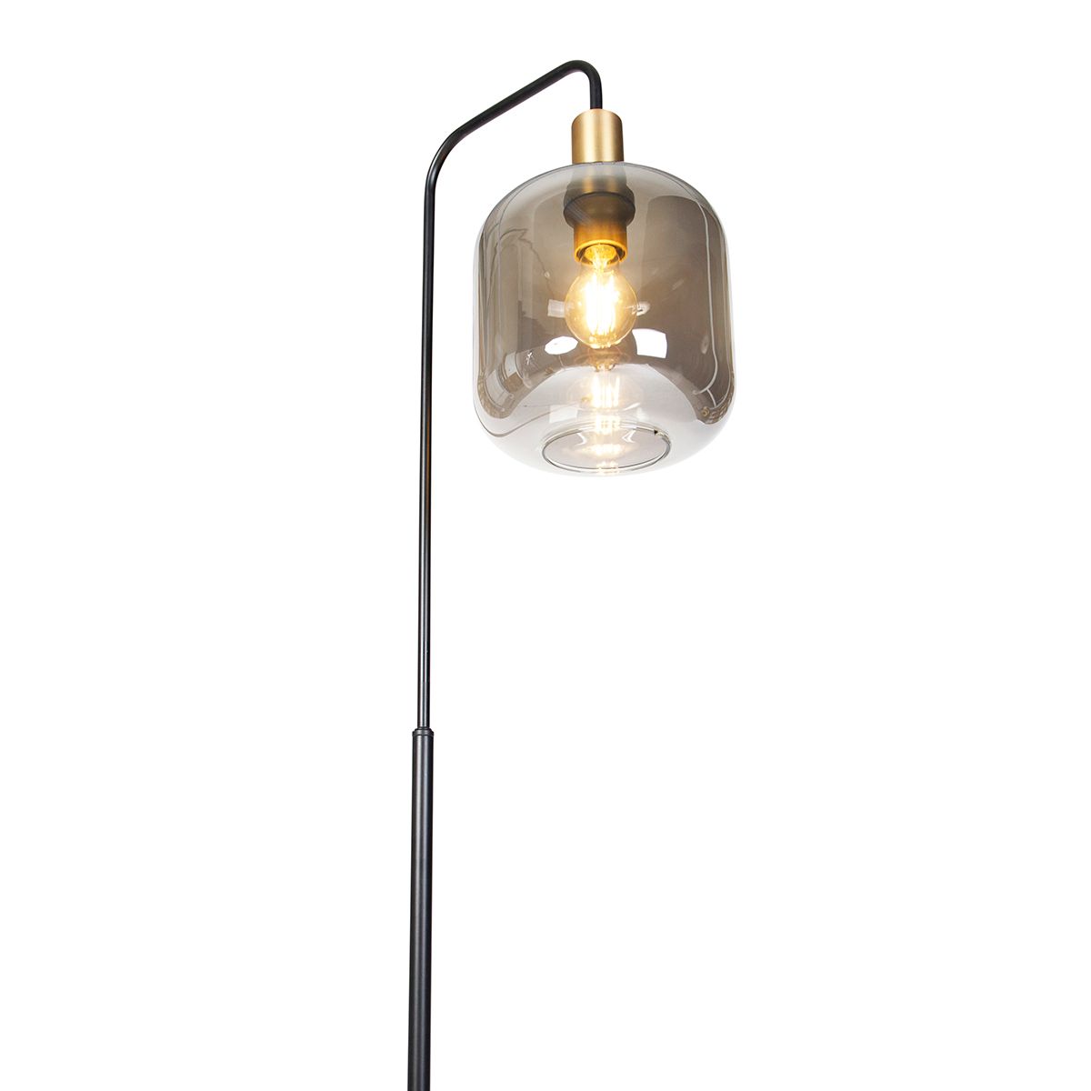 Smart vloerlamp zwart met goud en smoke glas incl. Wifi A60 - Zuzanna