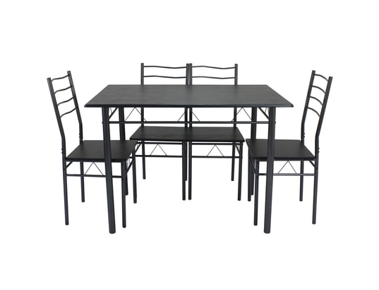 VS VENTA-STOCK - Ensemble table et chaises Ensemble de table et 4 chaises lima pour salle à manger noir...