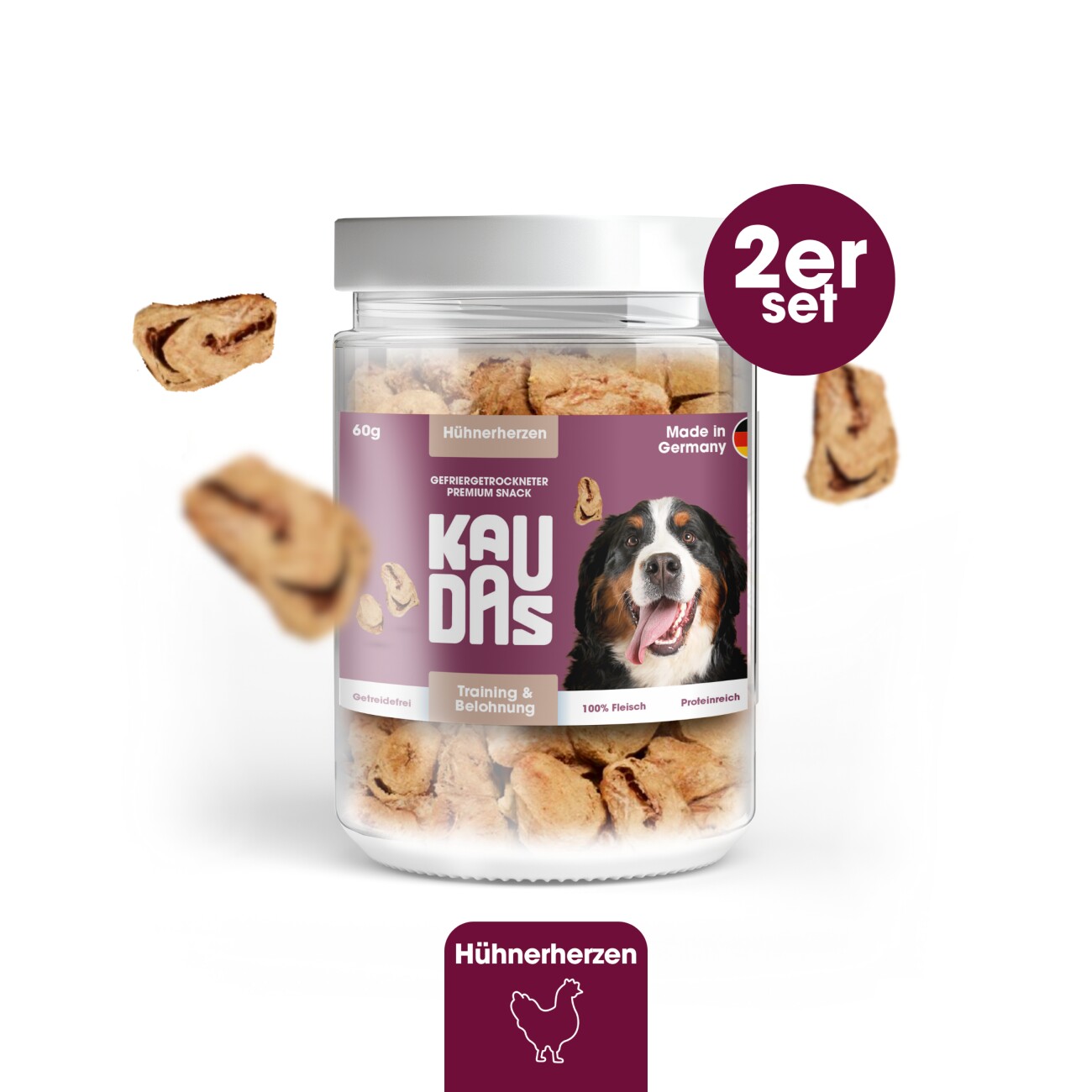 KAUDAS HühnerherzenPur Natursnack 2x60 g