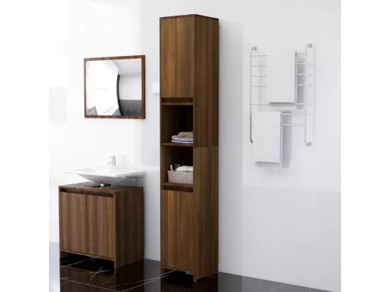 Armoire de bain Chêne marron 30x30x183,5 cm Bois d'ingénierie