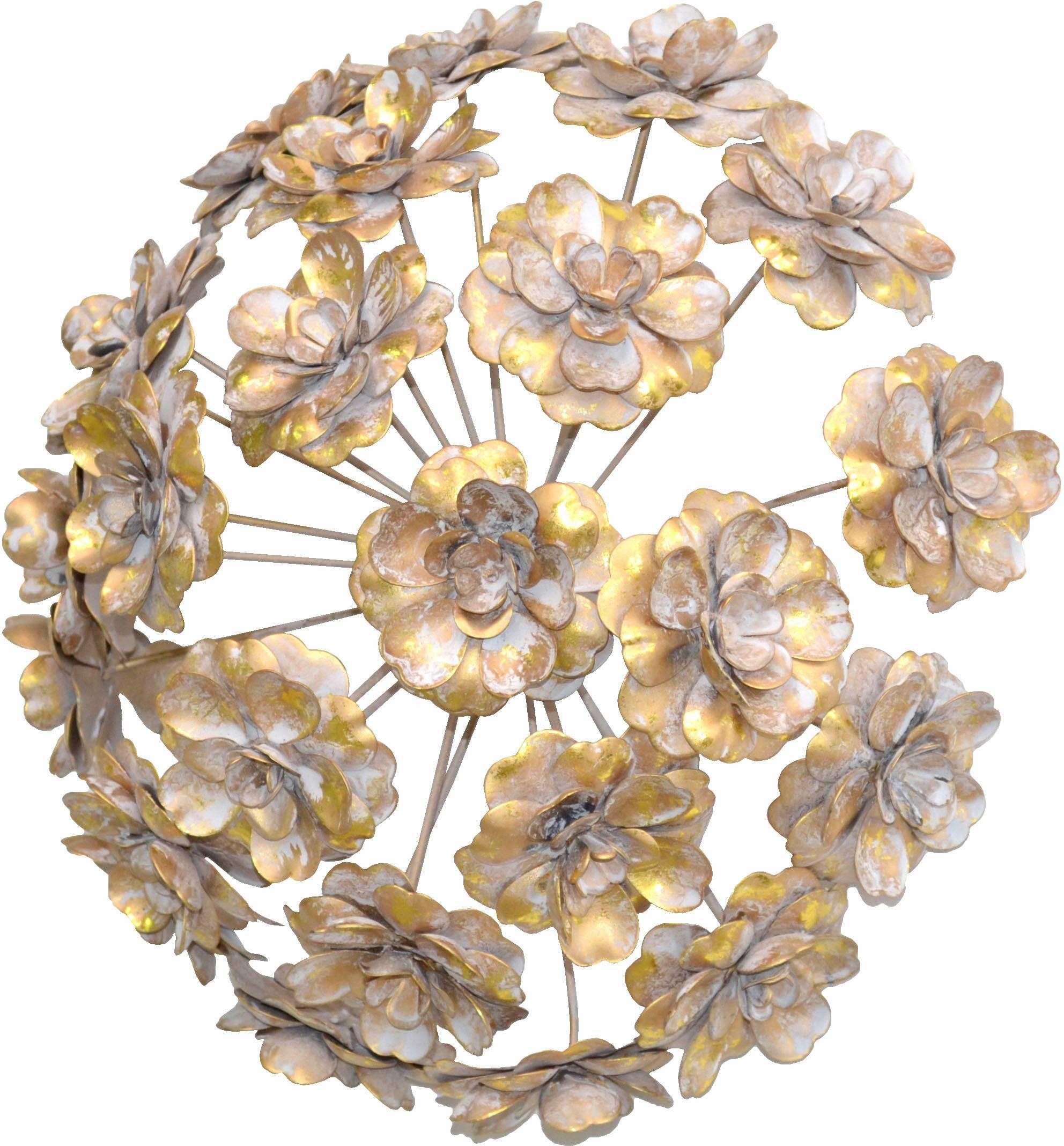 HOFMANN LIVING AND MORE Wanddekoobjekt Wanddekoration aus Metall, rund, Motiv Blumen