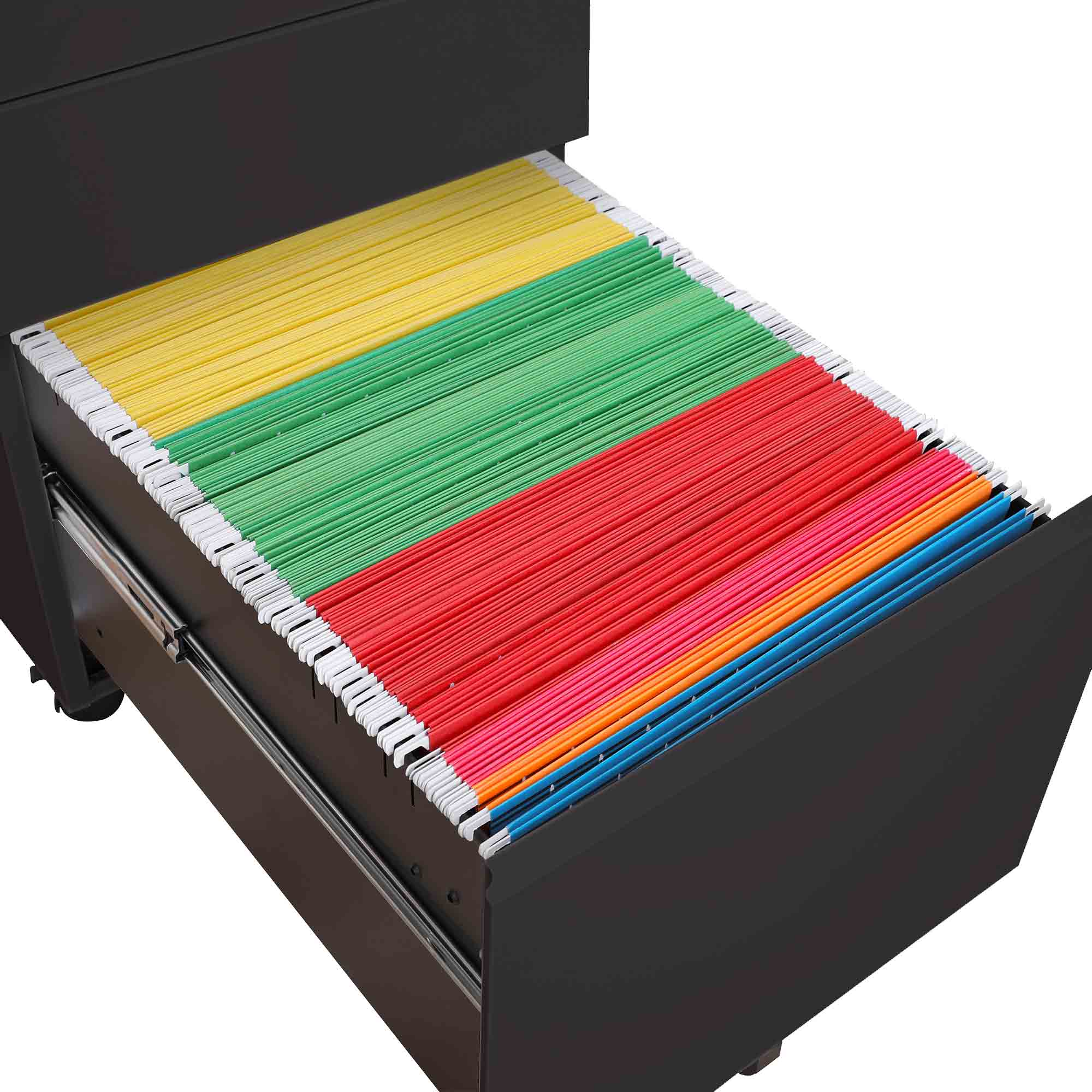 Makika Rollcontainer abschließbar mit Schubladen und Rollen 39x50x60cm in Schwarz