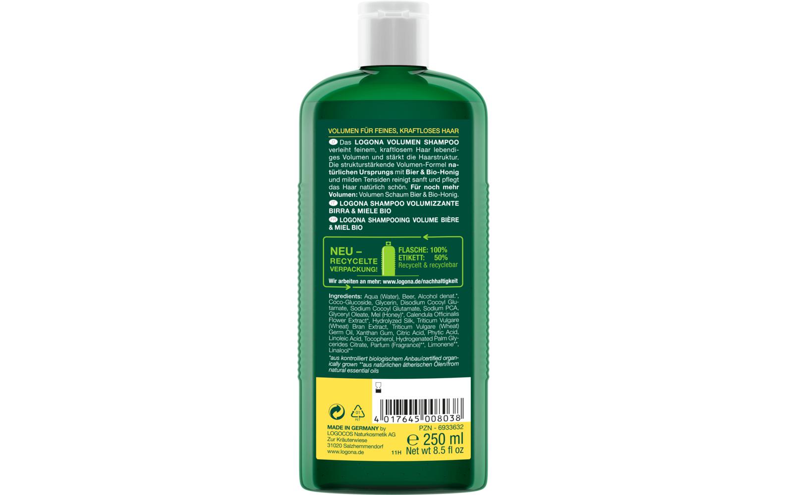 Shampoo Volumen Bier-Honig 250 mlShampoo für mehr Fülle