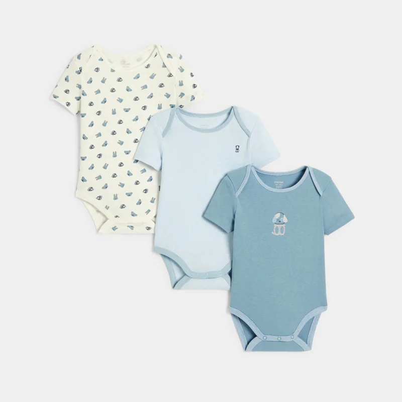 Body col us animaux (lot de 3) bleu naissance Bleu