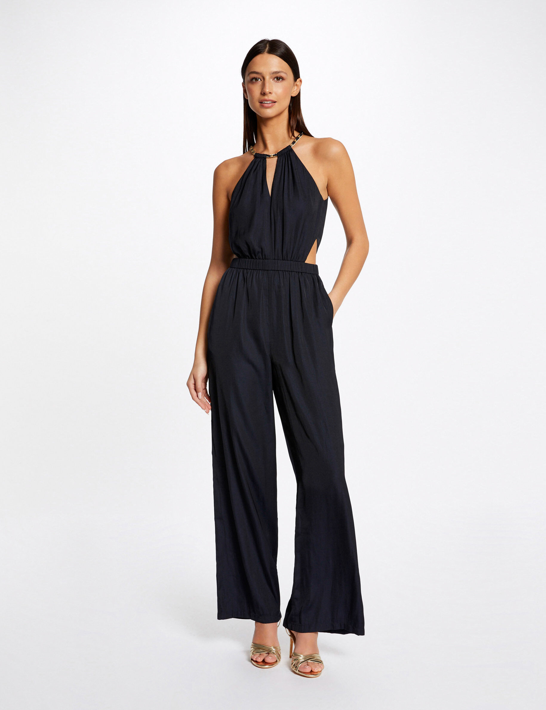 Combinaison jambes larges fluides marine femme - marine