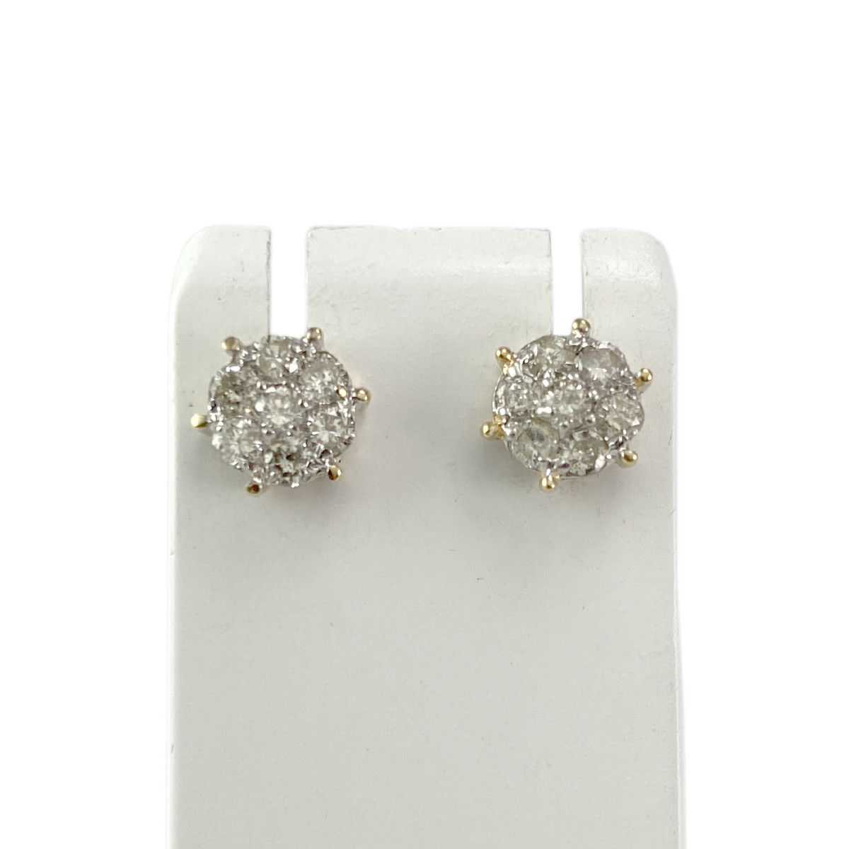 Boucles d'oreilles d'occasion or 750 jaune diamants
