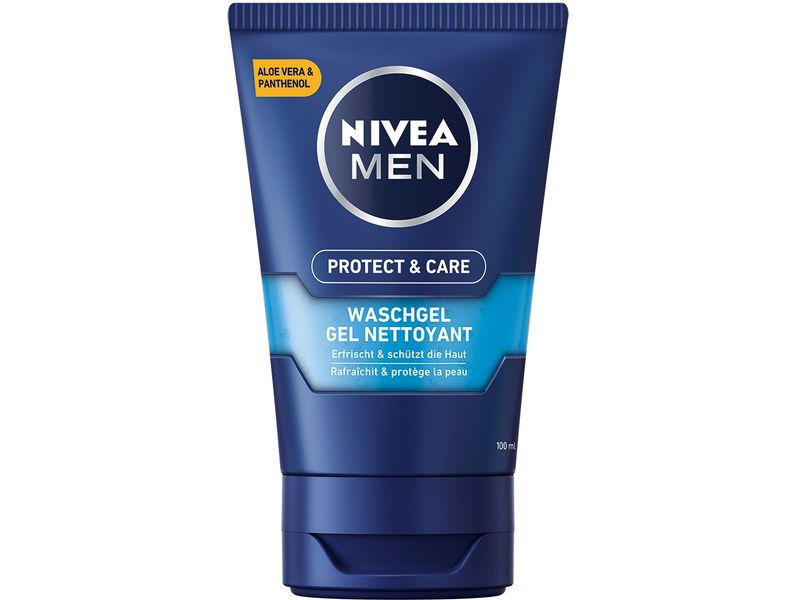 NIVEA MEN Waschgel Protect and Care 100 ml Seifenfreie Waschgel-Formel reinigt die Haut gründlich