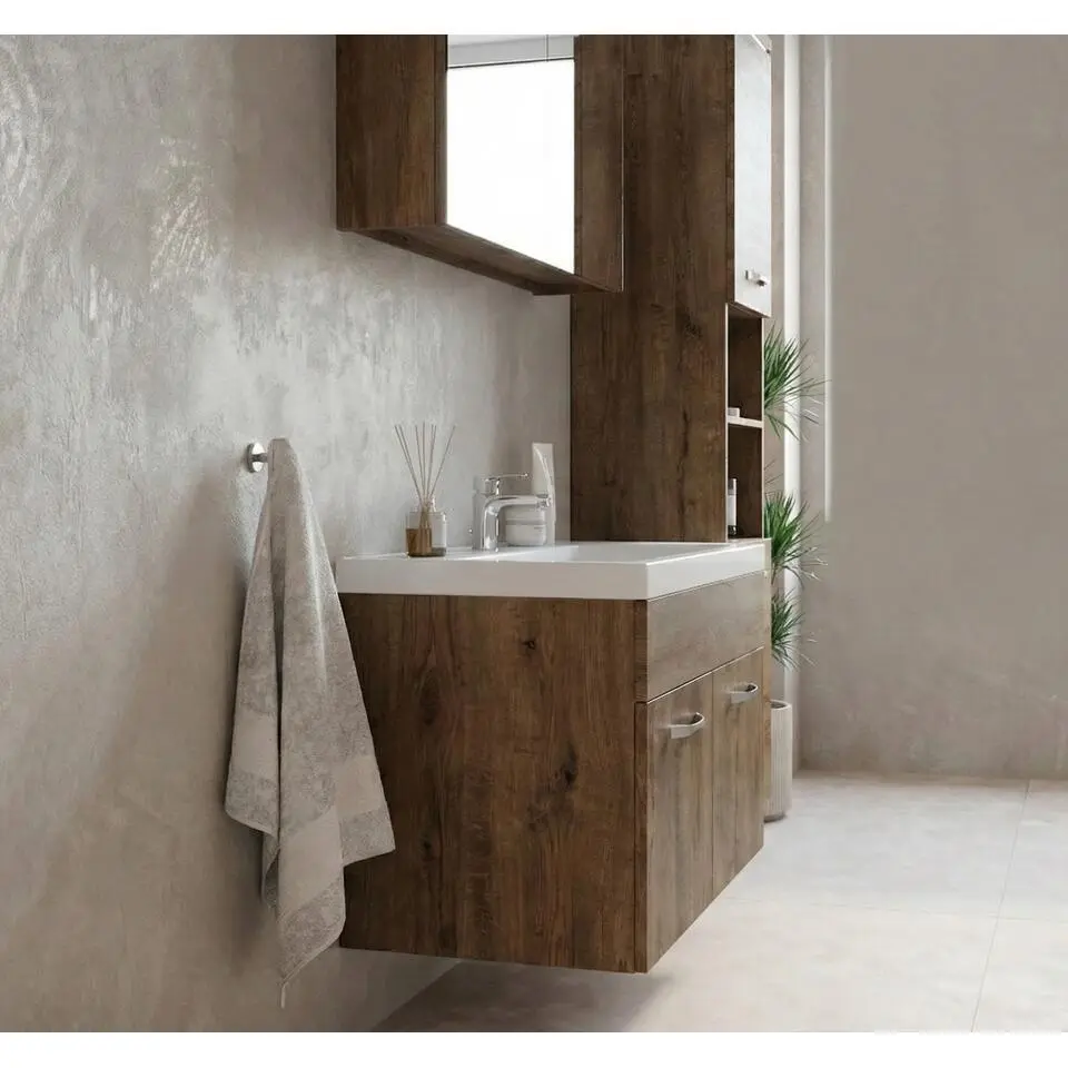 Badplaats Badkamermeubel Set Paso 80 x 40 cm - Bruin Eiken - Badmeubel met