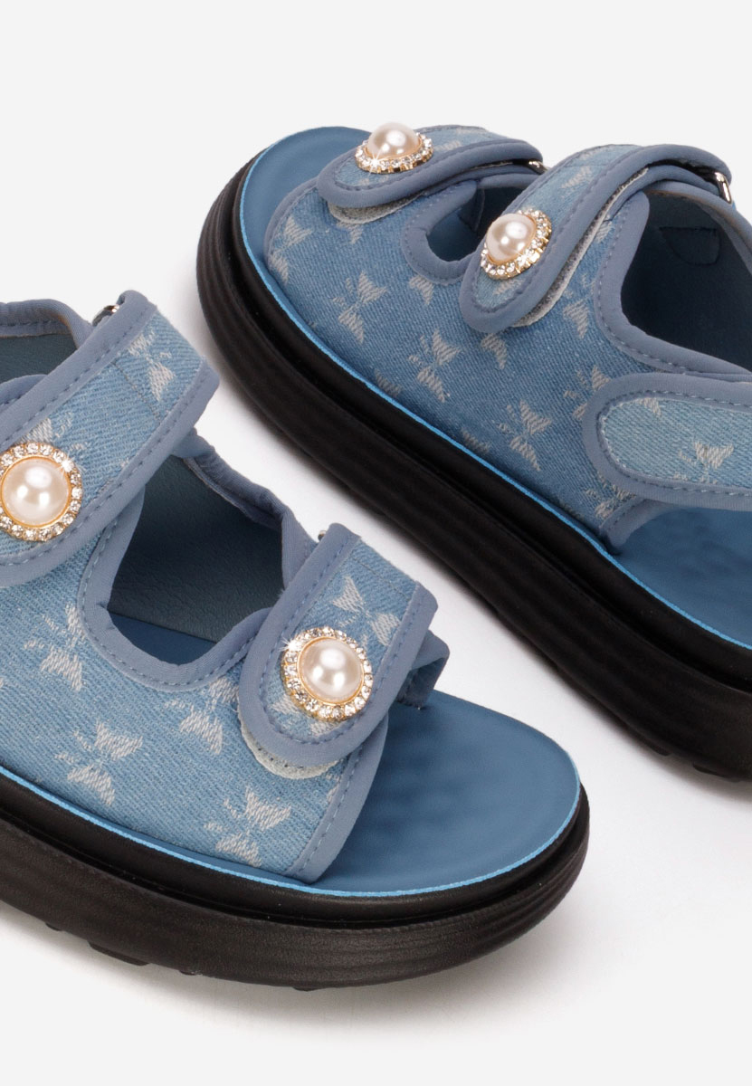 Sandales femme sans talon bleus Mellanya