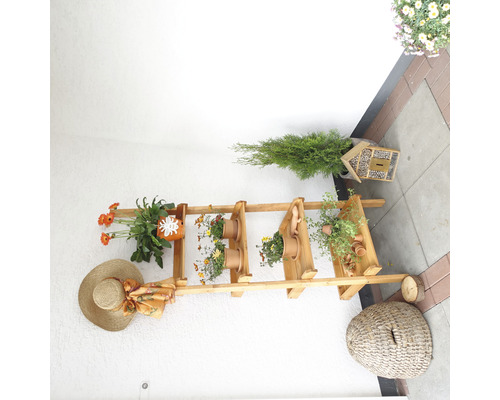 Houten bloemenladder “Helma”, 46 x 58 x 177 cm, honingkleurig