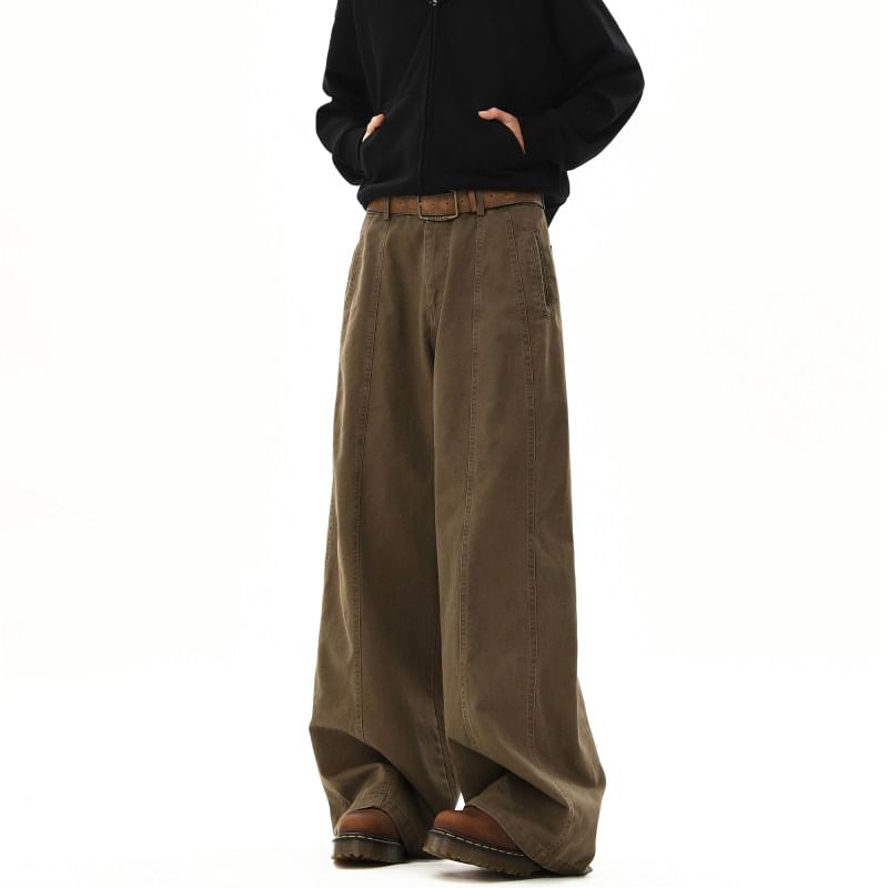 VEAZ - Mid Rise Plain Wide Leg Broek