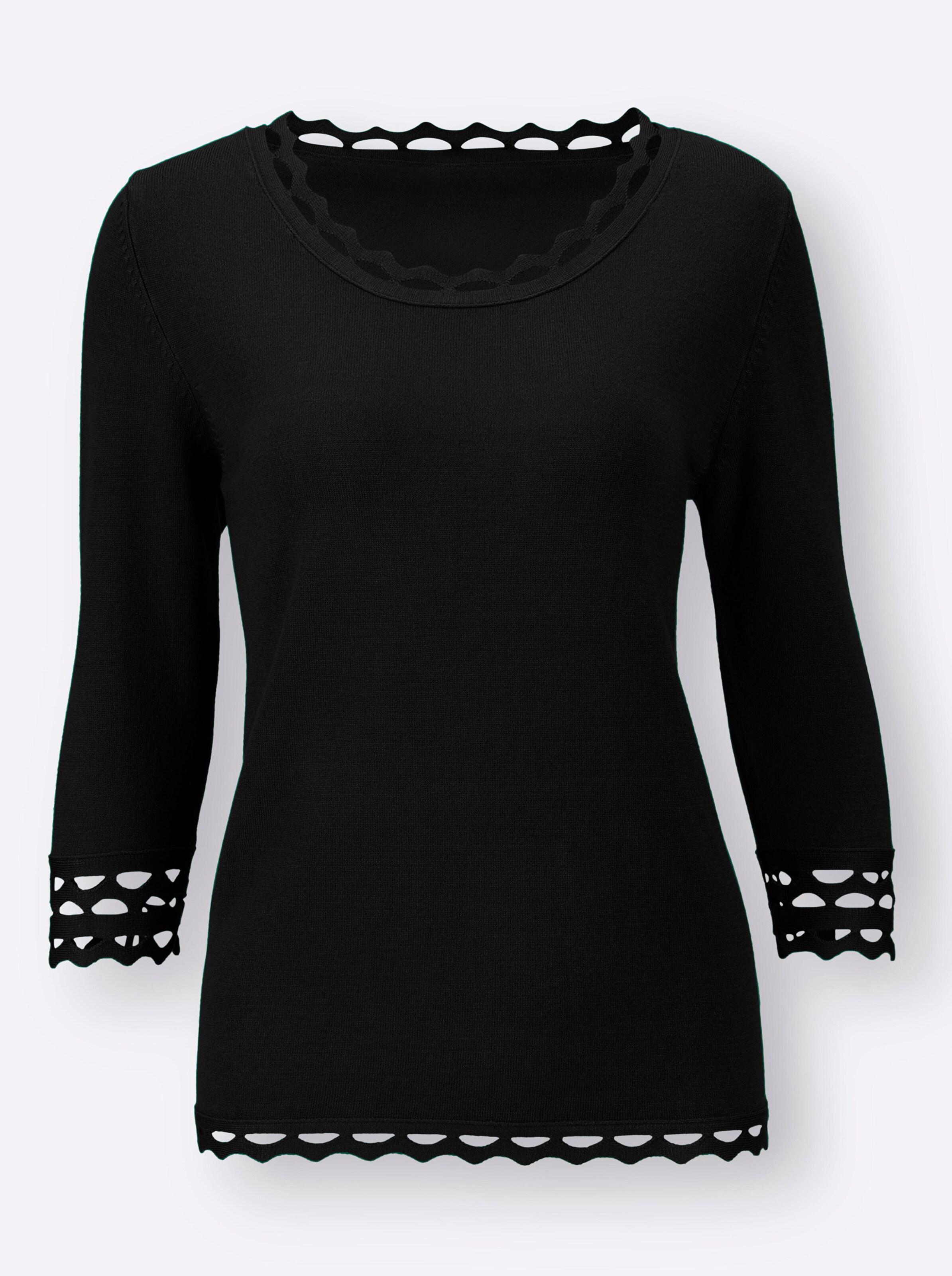 3/4 Arm-Pullover in schwarz