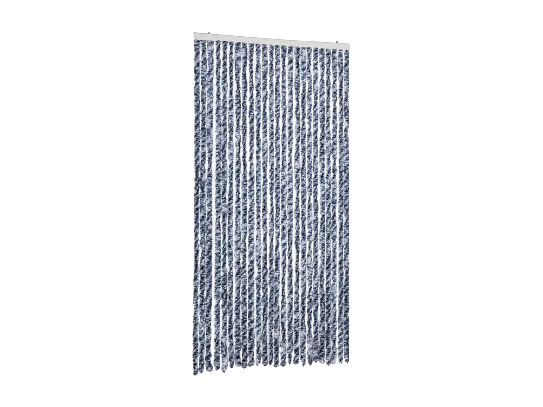 Rideau anti-mouches bleu et blanc 100x230 cm chenille