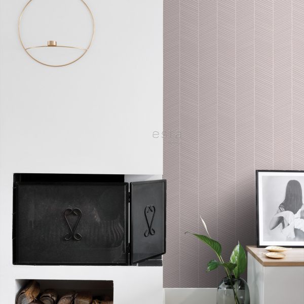 Estahome Visgraat Motief Behang I - 0,53 x 10,05 m - Donkerblauw