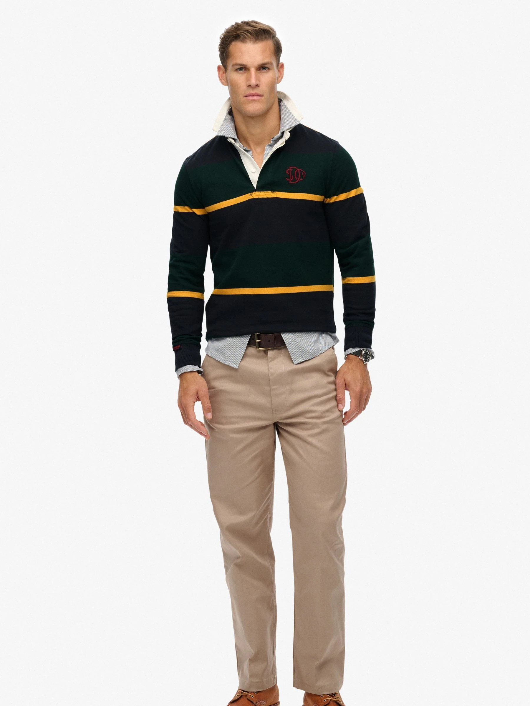Groen - Superdry Vintage Athletic Stripe Rugby Top