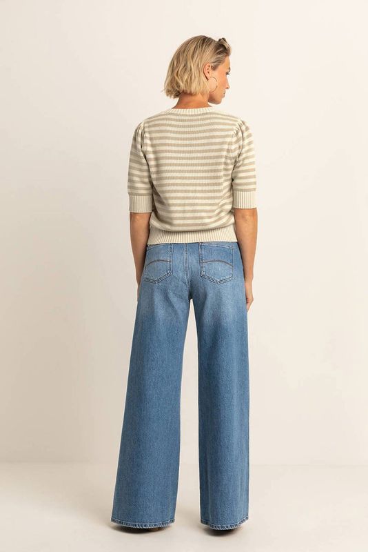 Expresso - High Waist Wide Leg Jeans - Medium Blue Denim