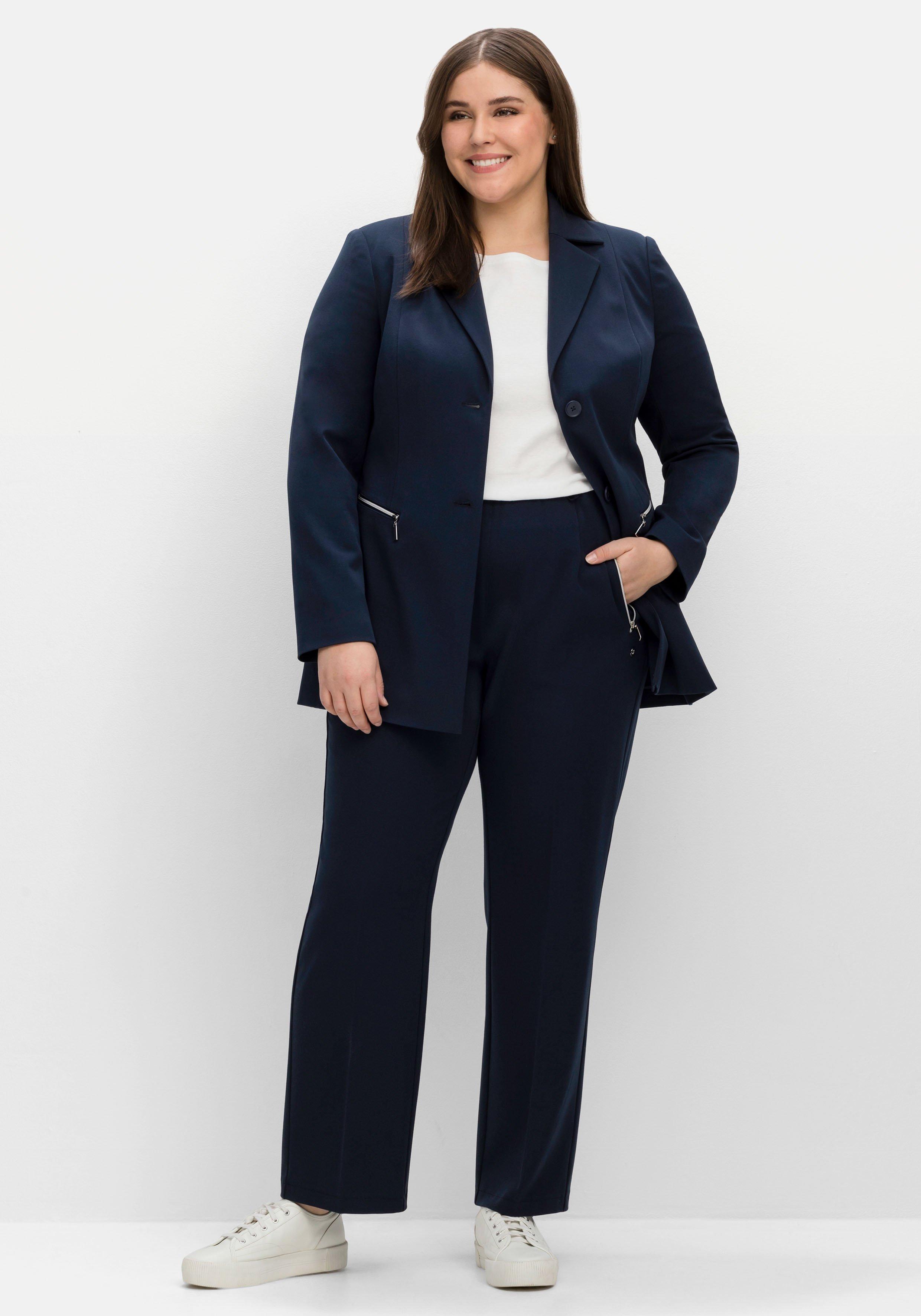 Schlupfhose mit Bügelfalten und Deko-Zipper
