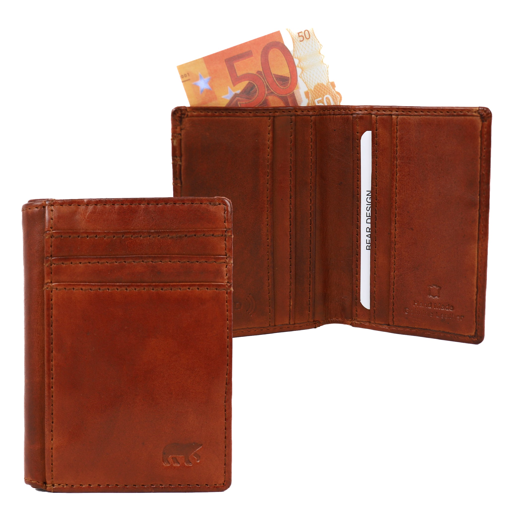 Pasjeshouder met briefgeldvak 'Michel' cognac Cognac