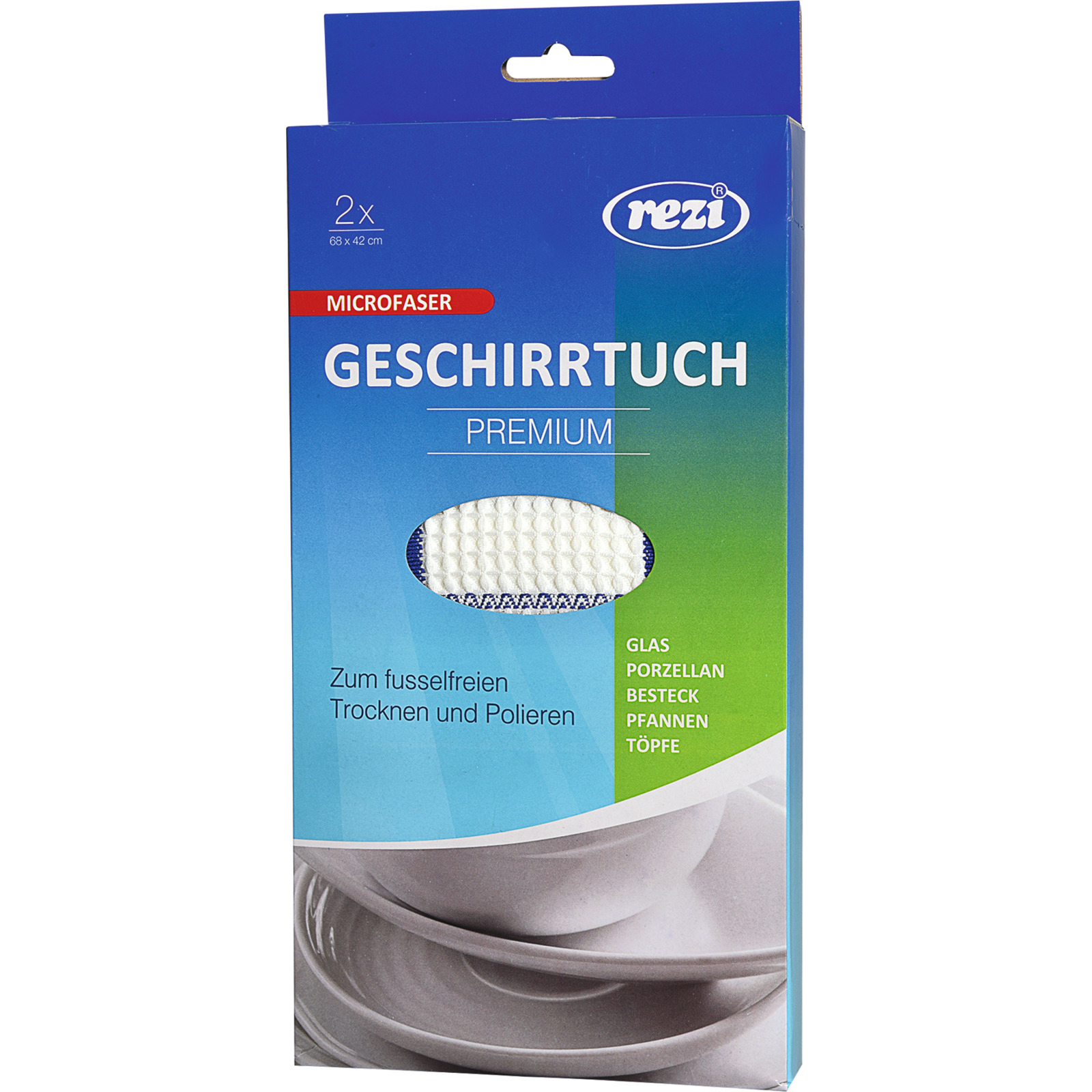 Mikrofaser Geschirrtuch Prem. weiss/blau