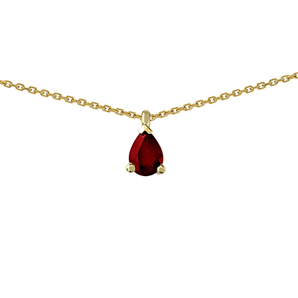Collier Brillaxis or rubis forme poire 7x5mm