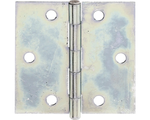 Vierkant scharnier met geklonken messing pen 80 x 80 mm sendzimir verzinkt