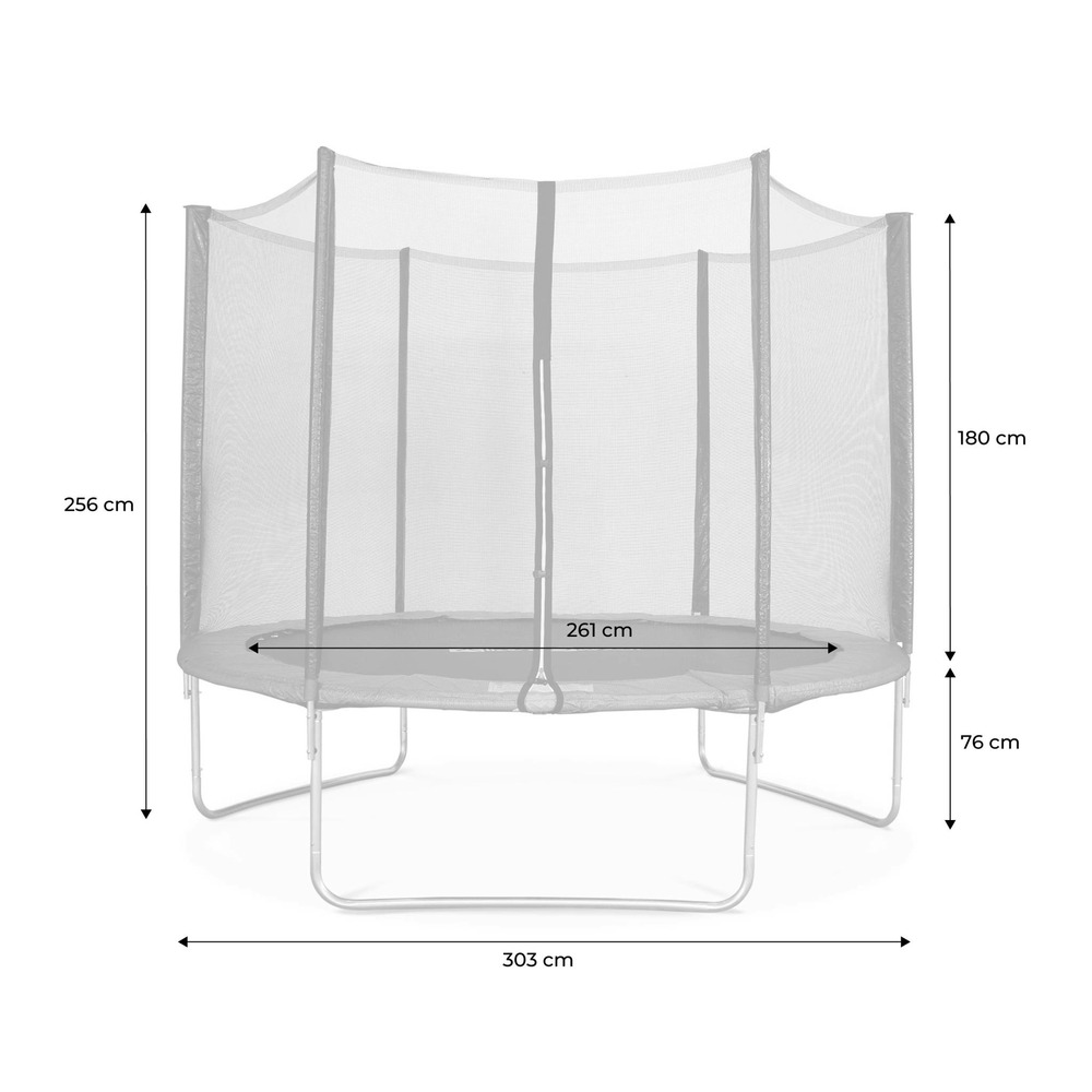 Trampoline 305cm gris avec pack d'accessoires + tente de camping avec sac de transport